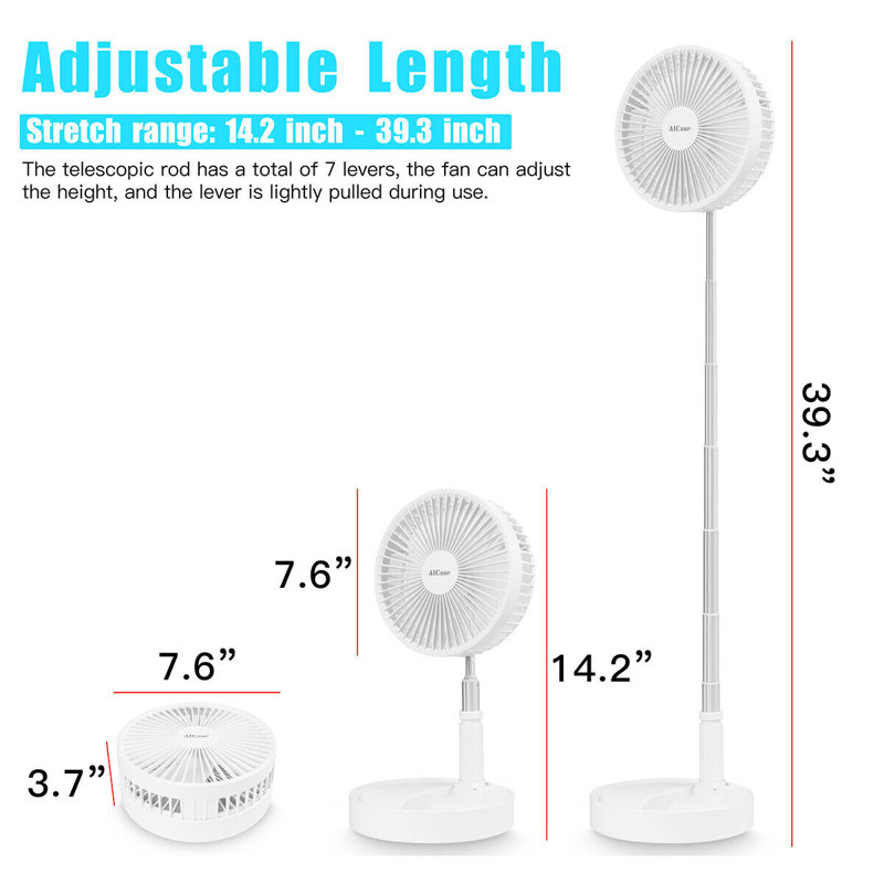 Desk Floor 4-speed Retractable Foldable Rechargeable Usb Mini Portable Fan