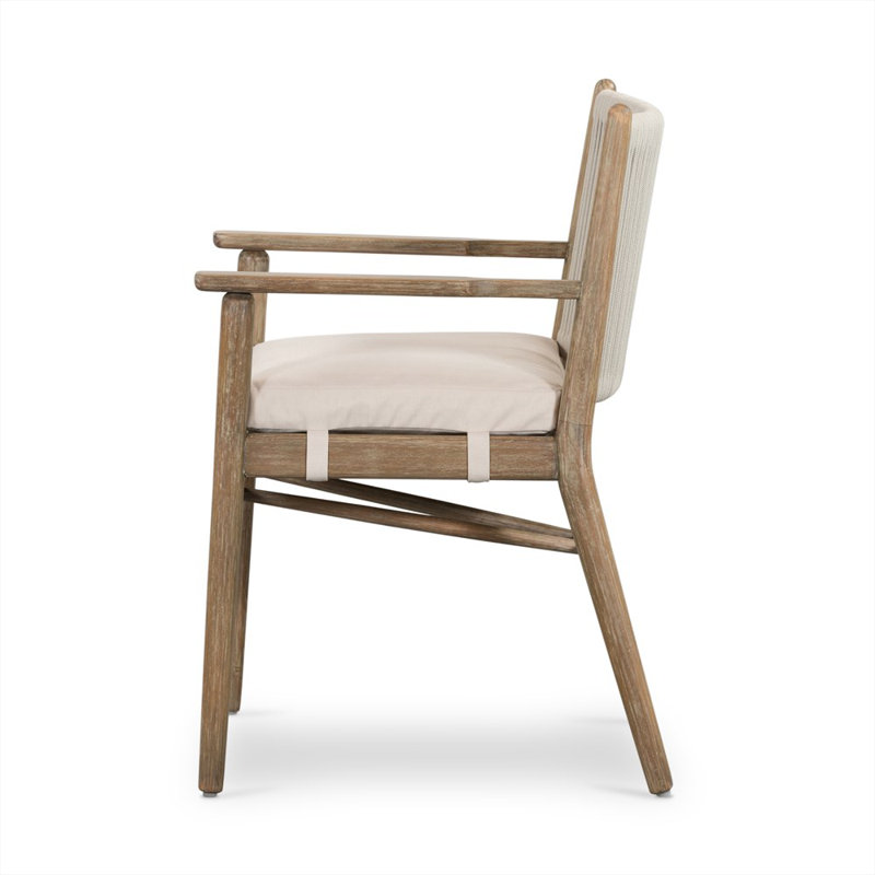 Rosen Outdoor Dining Armchair, Natural Frame/Lakin Oat Cushion