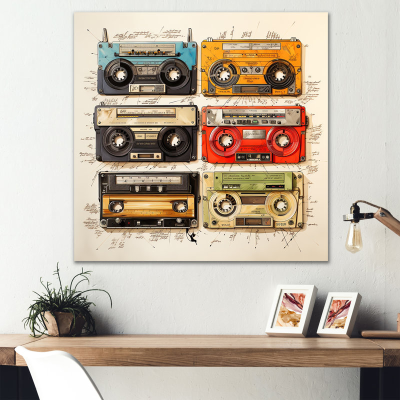 Dessin schématique d'une cassette sur toile, Toile tendue, H 24 po x l 24 po x P 1 po