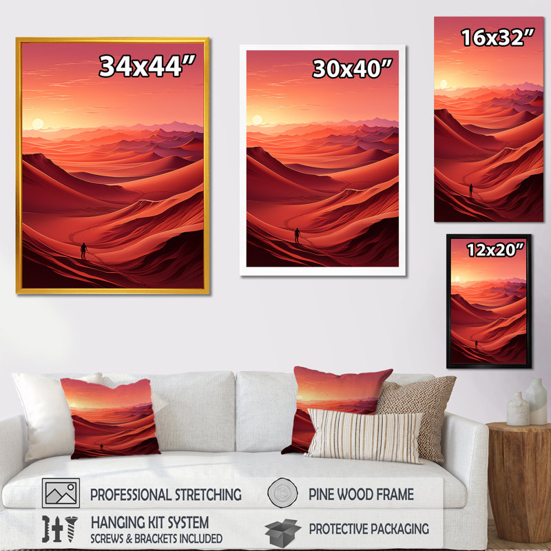 «Red and Yellow Dunes Desert II», Cadre flottant doré, H 20 po x l 12 po x P 1 po