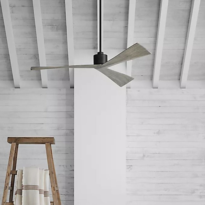 Adler Downrod Ceiling Fan, Aged Pewter/Gray Weathered Oak, 60"