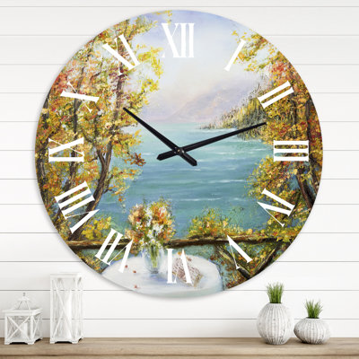 Terrace VIew By The Blue Ocean - Horloge murale nautique et côtière