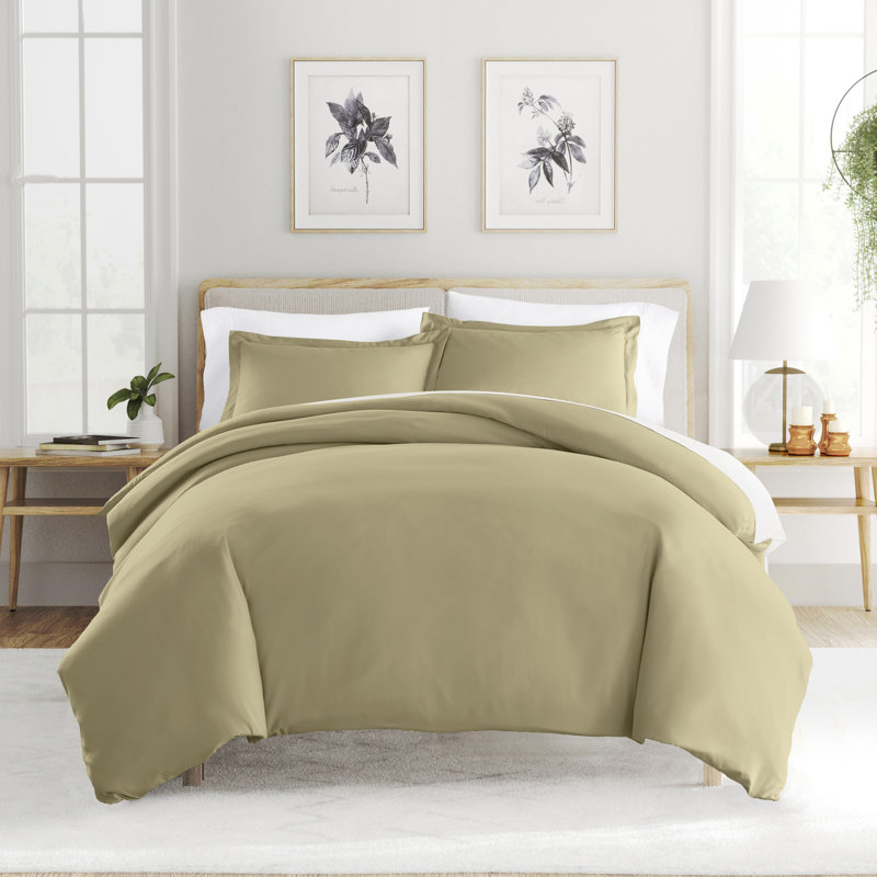 Super Soft Double Brushed Duvet Cover Set, Sage, Full/Queen Duvet Cover + 2 Standard Shams