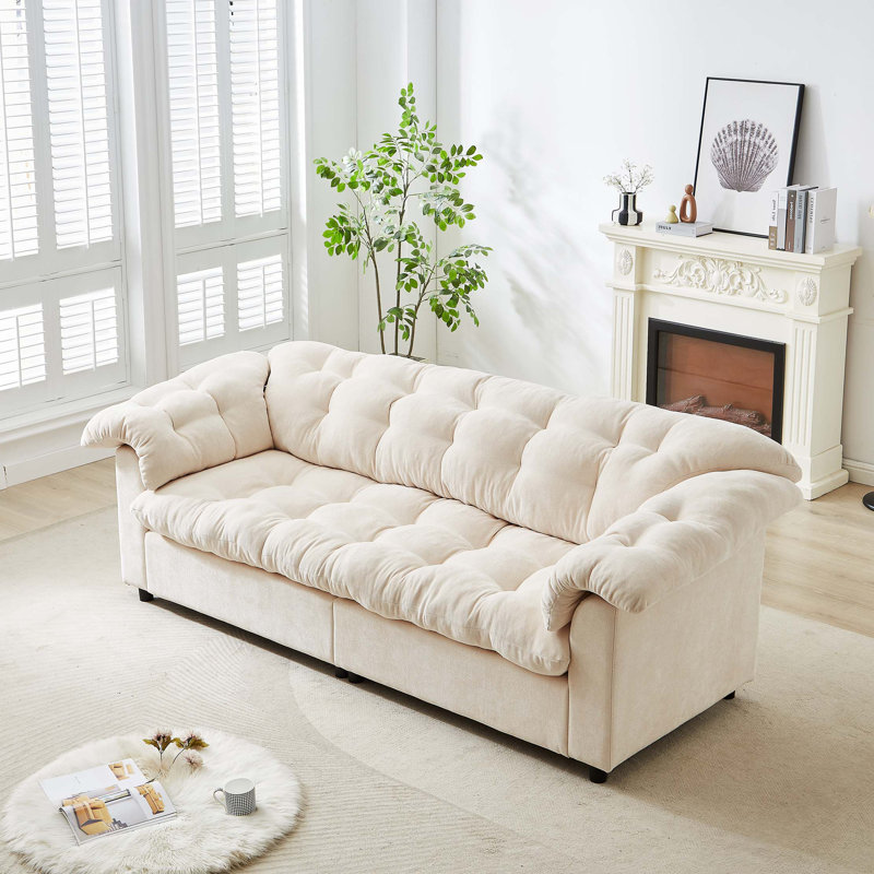 Canapé rembourré moelleux 94,8 po, Beige