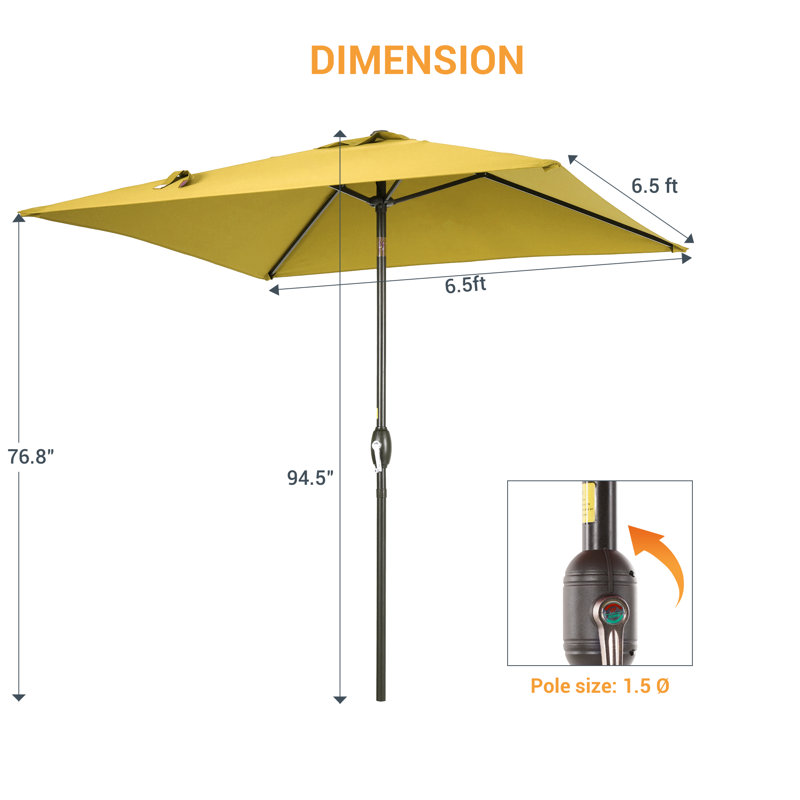 Parasol de marché carré 78,1 po Sakia, Jaune
