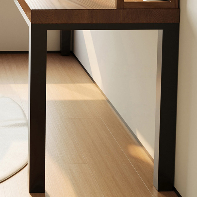Bureau en fer massif en forme de L brun noyer + noir, Retour à gauche, H 29,53 po x l 62,99 po x P 39,37 po