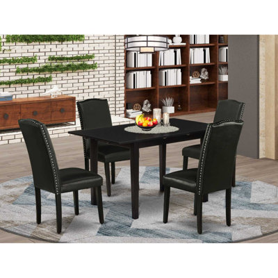 Ensemble de table de salle à manger rectangulaire en bois massif avec plateau papillon