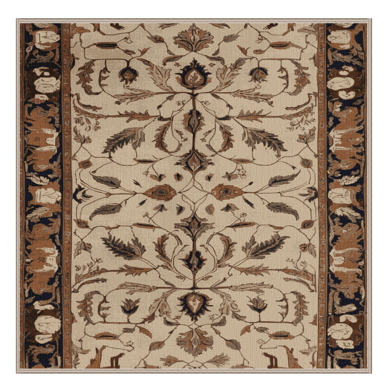 Machine Washable Persian Brown Area Rug, Square 4'