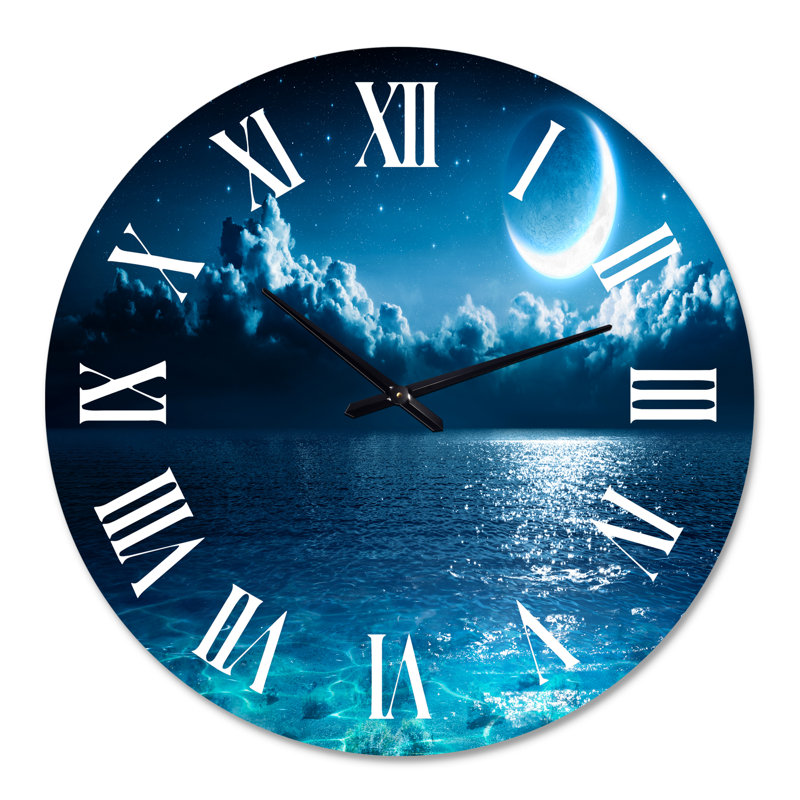 Horloge murale romantique et romantique sur une mer bleue profonde I, Grand
