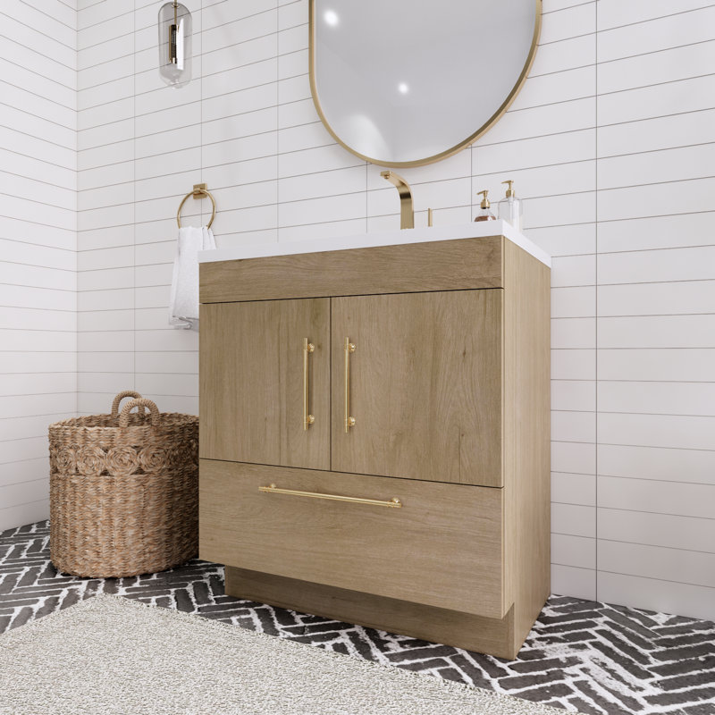 Spring Single Bathroom Vanity, Brown, 30"