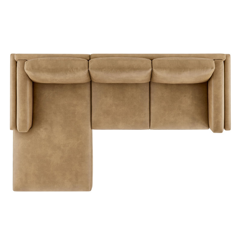 Canapé modulaire en cuir avec méridienne Roscoe, Orienté à gauche (vu de face), Grillé, Similicuir Toast
