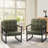 Modern Faux Leather Tufted Back Accent Chair with Metal Farme-1485956963
