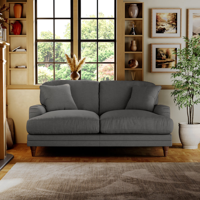 Adaku 2 Seater Sofa, Charcoal, Burnished Beech