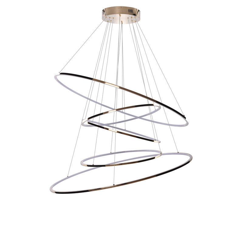 5 - Light LED Geometric Pendant, Gold