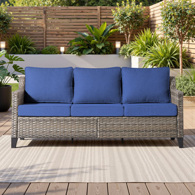Canapé d'extérieur en rotin, canapé en osier toutes saisons avec coussin imperméable pour porche, cour arrière, balcon, terrasse