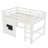 Twin Size Wood Loft Bed Frame With Playful Sliding Chalkboard, Built-in Bookshelf And Safety Rails For Kids Teens, space-saving, Quiet Design, No Spring Mattress Required, White-97205932-97205933