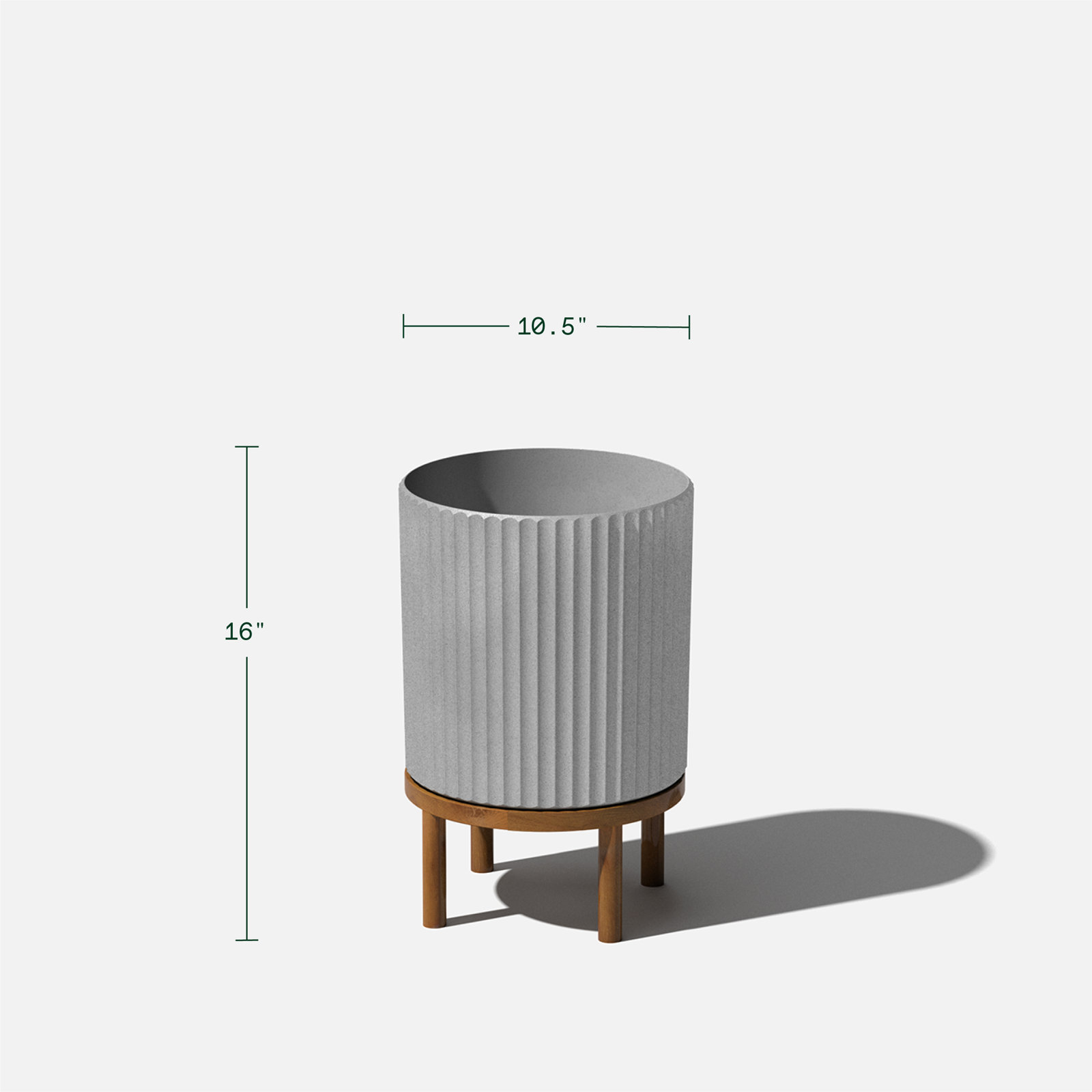 Demi Series Planter with Stand, 1, Gray/Brown, 16" H x 10.5" W x 10.5" D