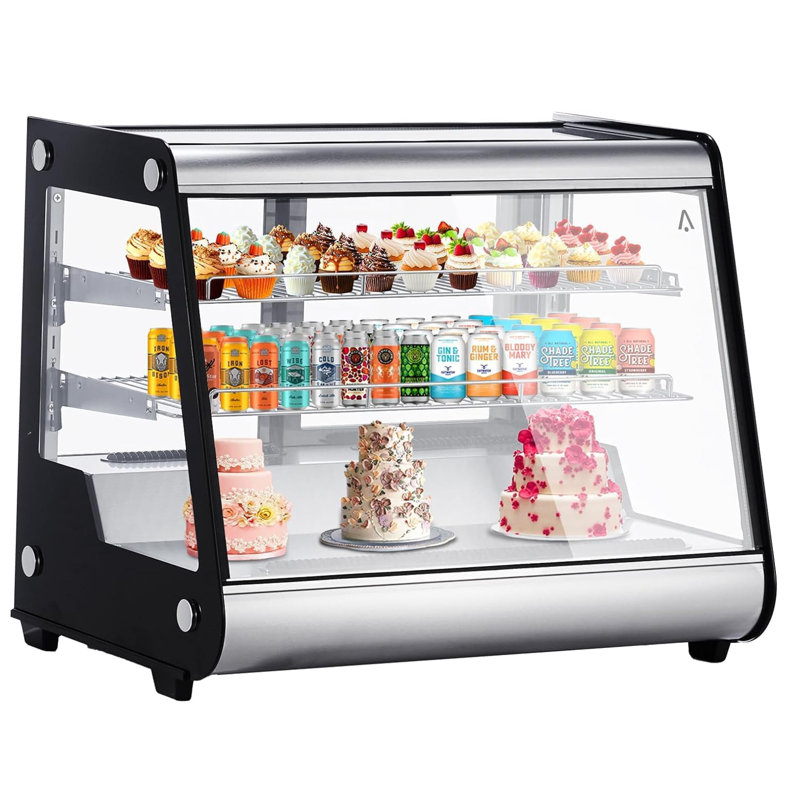 Commercial Display Refrigerator, 5.2 Cu.Ft. Pastry Display Cabinet, Beverage Merchandiser Display Fridge With LED Lighting, Rear Sliding Door, Automatic Defrost, Countertop/Floor Refrigerator
