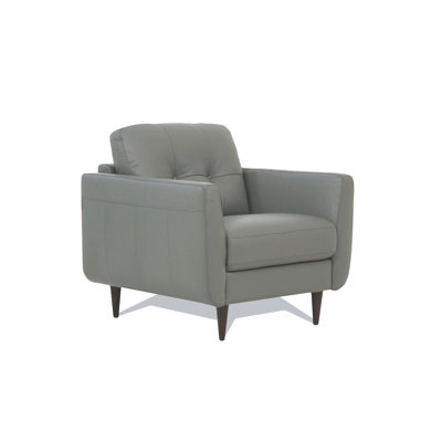 Radwan Pesto Green Leather Chair (Assembled)