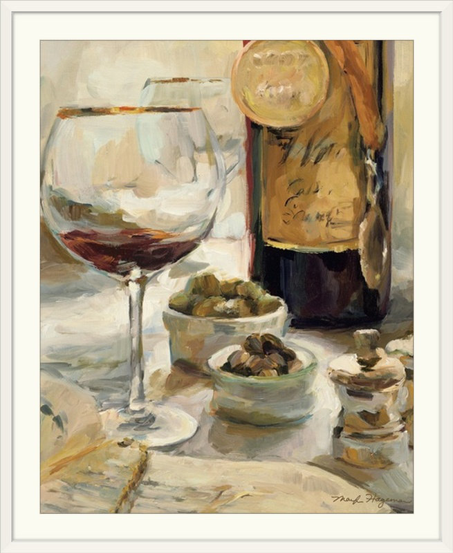 «Award Winning Wine I» par Marilyn Hageman, reproduction d'art, H 44 po x l 37 po x P 1 po, Cadre blanc
