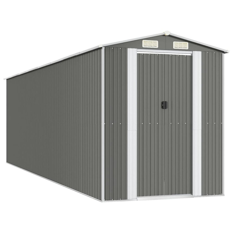 Vidaxl Garden Shed 192X689x223 Cm Galvanised Steel, Light Grey