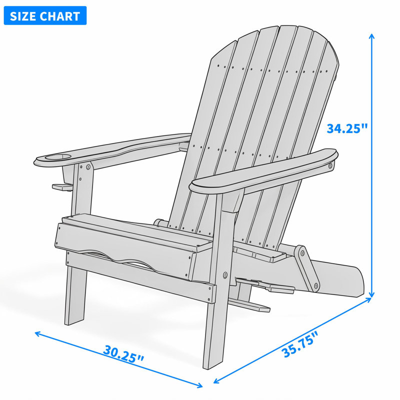 Chaise Adirondack pliante avec porte-gobelets, White