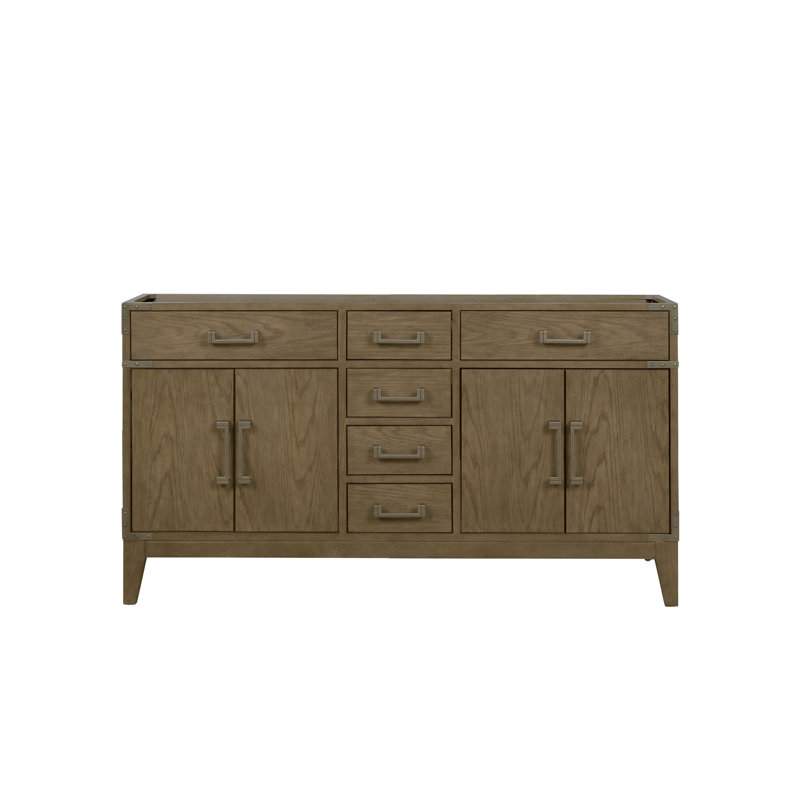 Meuble-lavabo double l 60 po x P 22 po Laurel, Chêne gris