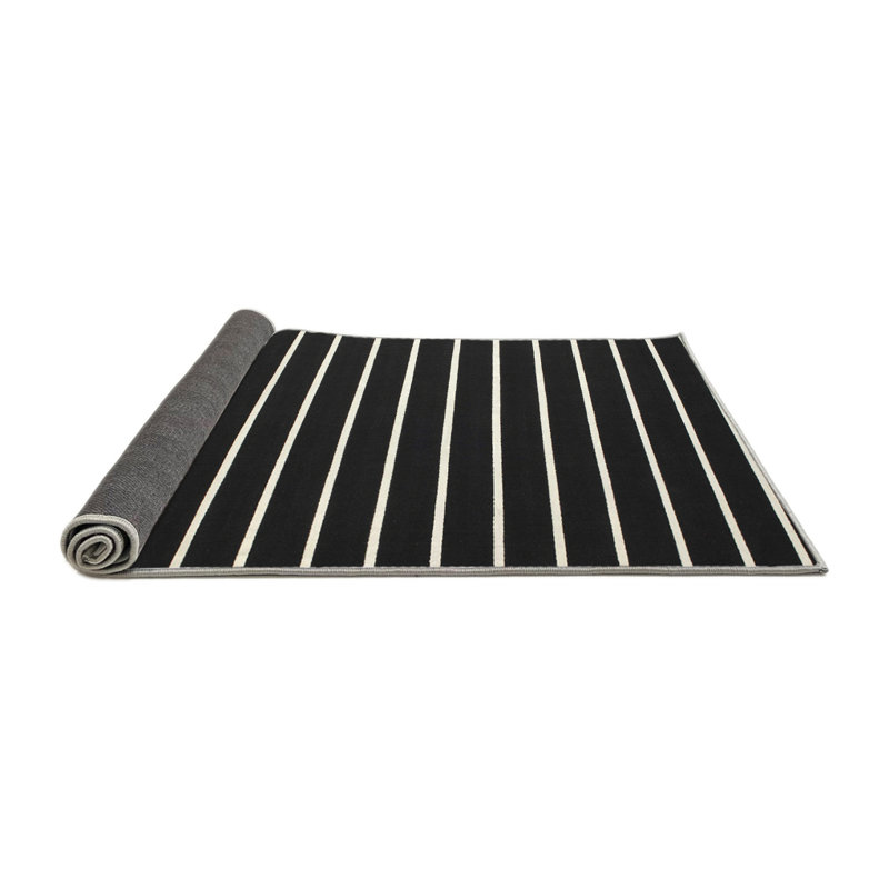 Tapis contemporain noir / blanc, Rond 3 pi
