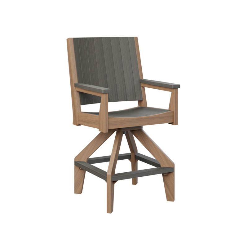 Mayhew Outdoor Bar Stool, Coastal Gray, Antique Mahogany