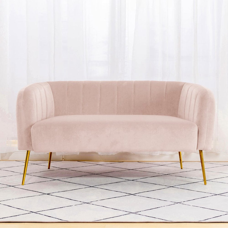Bullock 2 Seater Velvet Loveseat, Pink