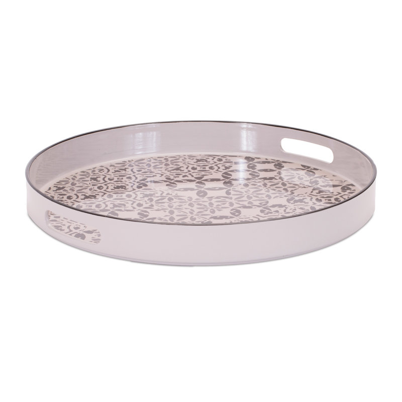 Round Ornate Geometric Print Tray