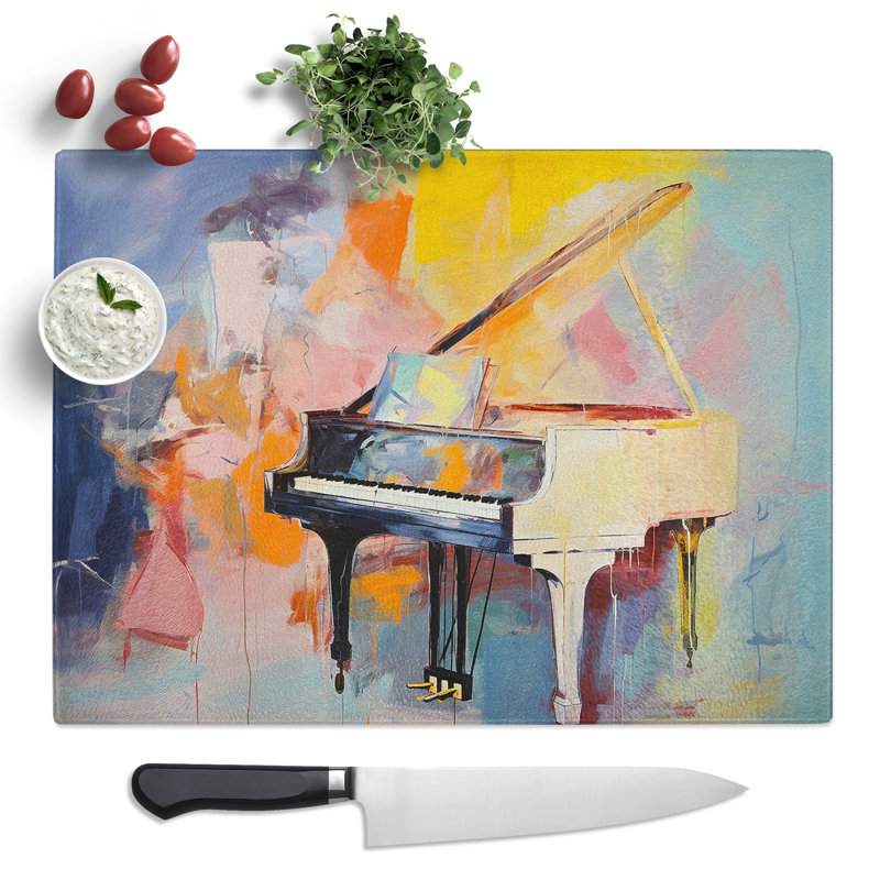 Piano Gestural  Glass Chopping Board