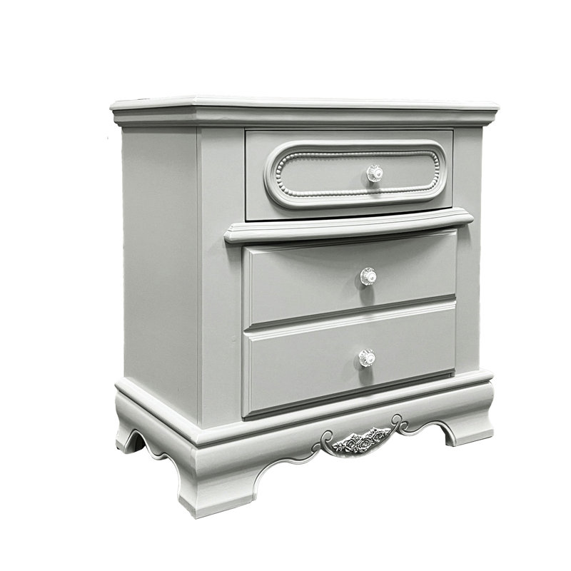 Grey Nightstand With 3 Drawers, Offering Ample Bedroom Storage 3 For A Charming And Practical
