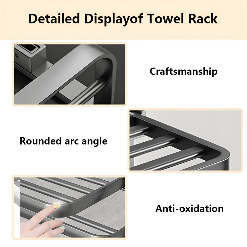19.69 " Aluminum Wall Mounted Towel Rack, BrushedNickel