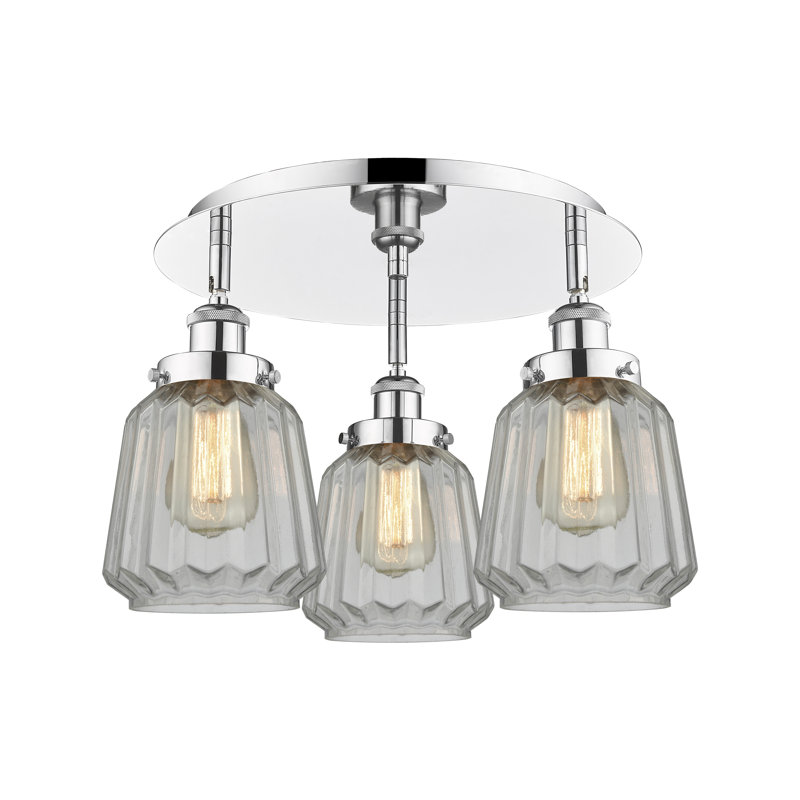 Bayron Glass Flush Mount, Clear, Polished Chrome