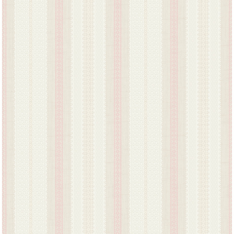 Papier peint à rayures brunes Seabrook Designs, Rosé / Lin