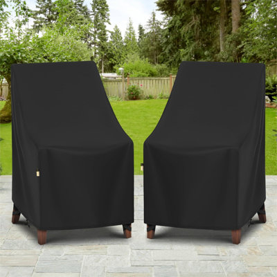 Housse pour chaise de patio à haut dossier et ensemble de 2 housses imperméables pour l'extérieur pour les chaises de salle à manger empilables - l 27 po x P 30 po x H 42 po, noir