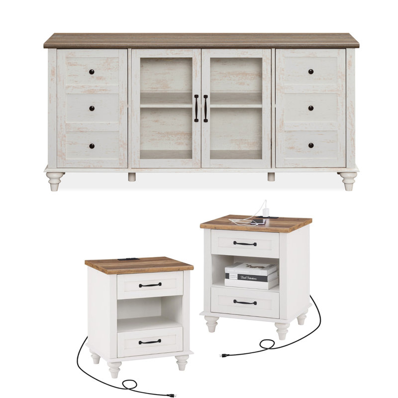 Ensemble de chambre à coucher et commode 3 pièces Allyssa