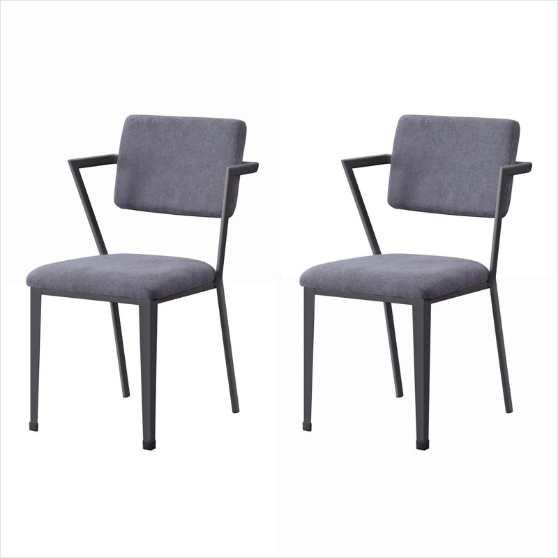 Ensemble de 2 chaises de salle à manger rembourrées en tissu Cool Grey