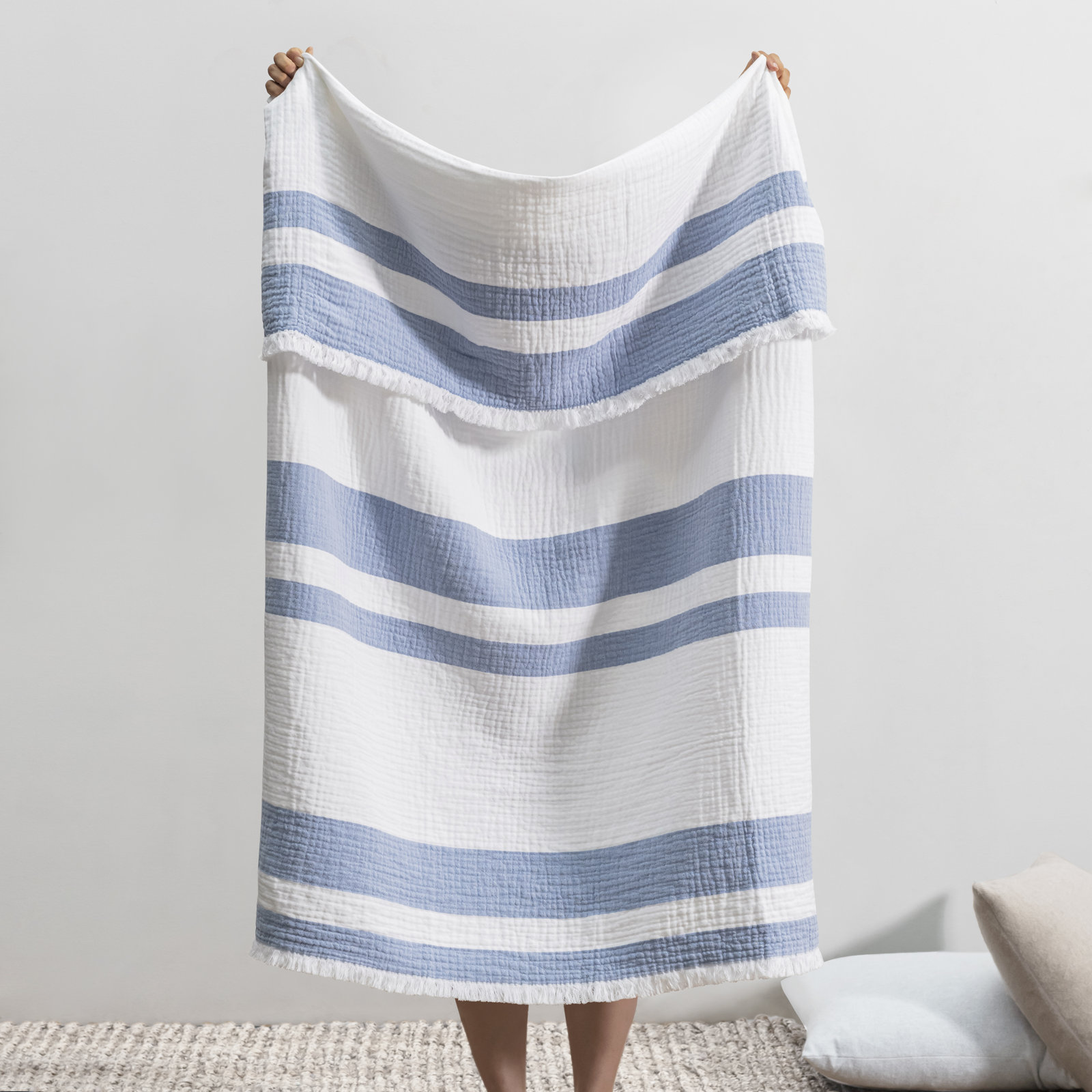 San Marino Cotton Throw Blanket, Ocean