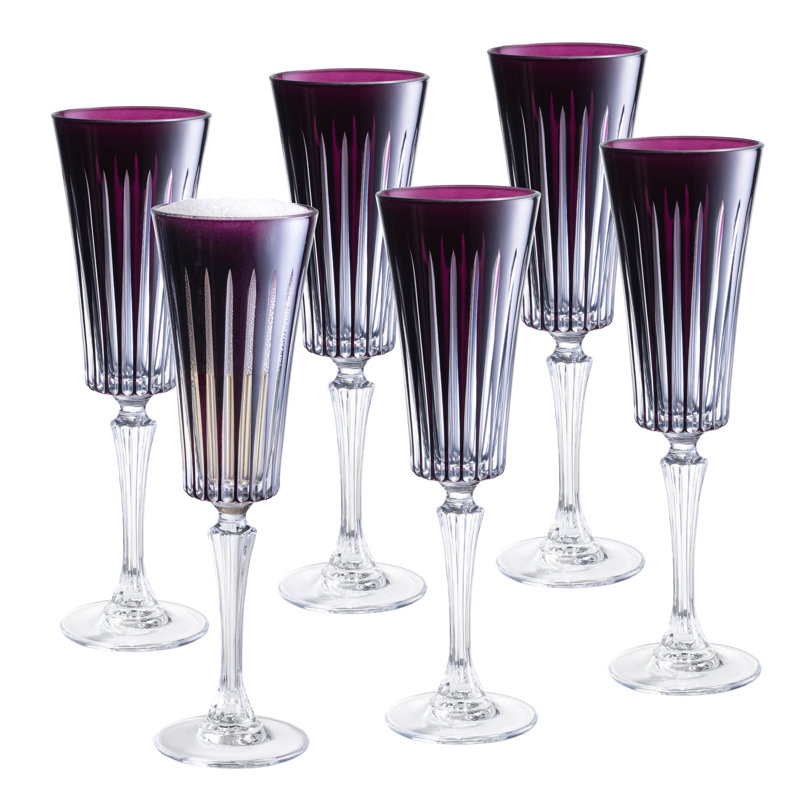 Flûtes à champagne colorées - Ensemble de verres à flûte mauve - 6 à 7 oz - Fabriqué en Europe, Améthyste