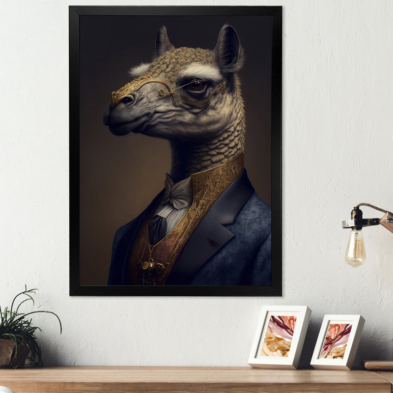 Mafia Llama - Impression sur toile, Impression noire sur toile encadrée, H 20 po x l 12 po x P 1 po