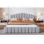 Tête de lit tapissier en velours pour lit grand lit, bleu clair
