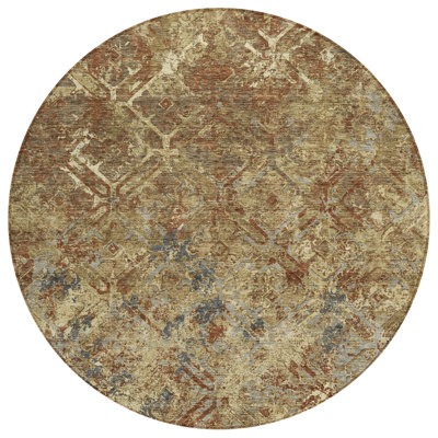 Tapis d'intérieur rond lavable géométrique 8 pi
