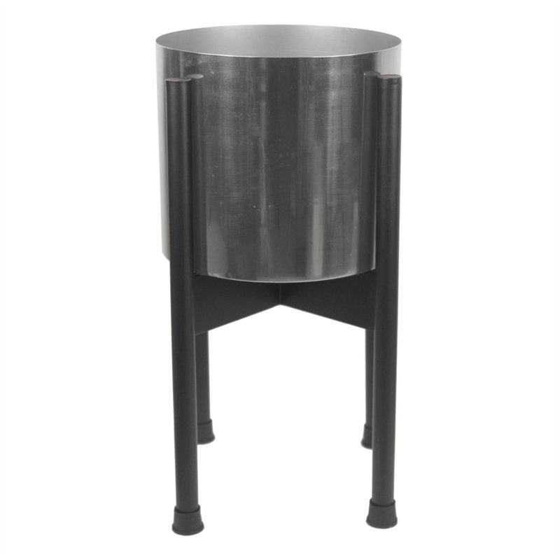 Handmade Metal Cachepot, Black/Silver