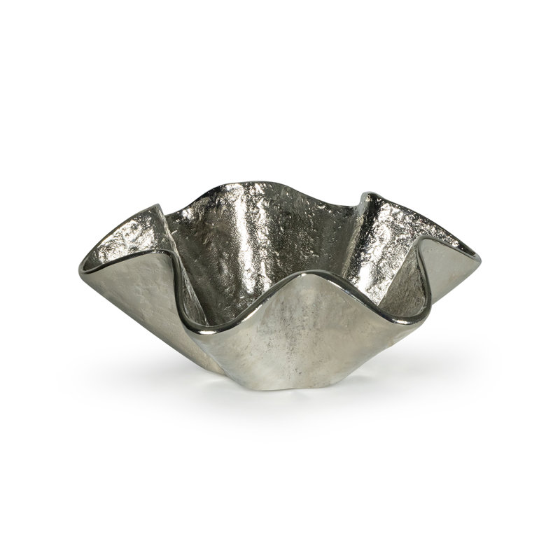 Pedicoat Metal Bowl Small (Brass), Silver, 4.75" H x 12" W x 12" D
