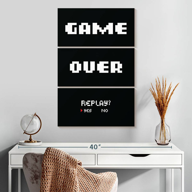 Panneau mural Kema Game Over Replay, H 32 po x l 20 po