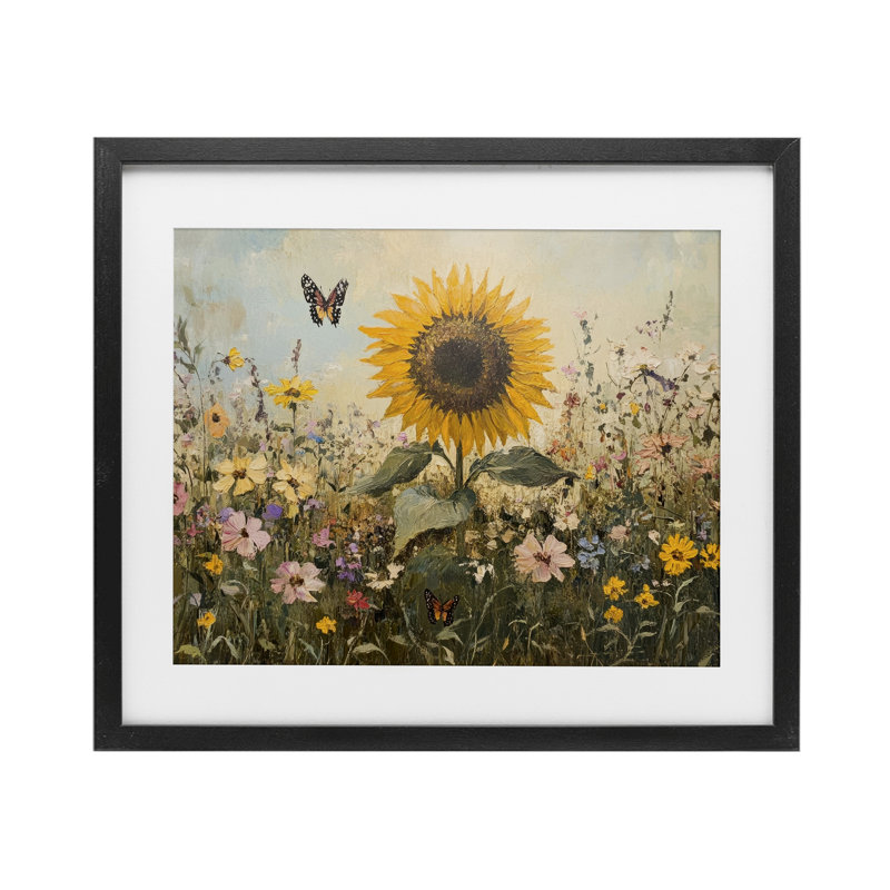 «Sunflower Wonder Summer Meadow», reproduction encadrée sous verre, conception de Petal Prints Design, H 13 po x l 16 po