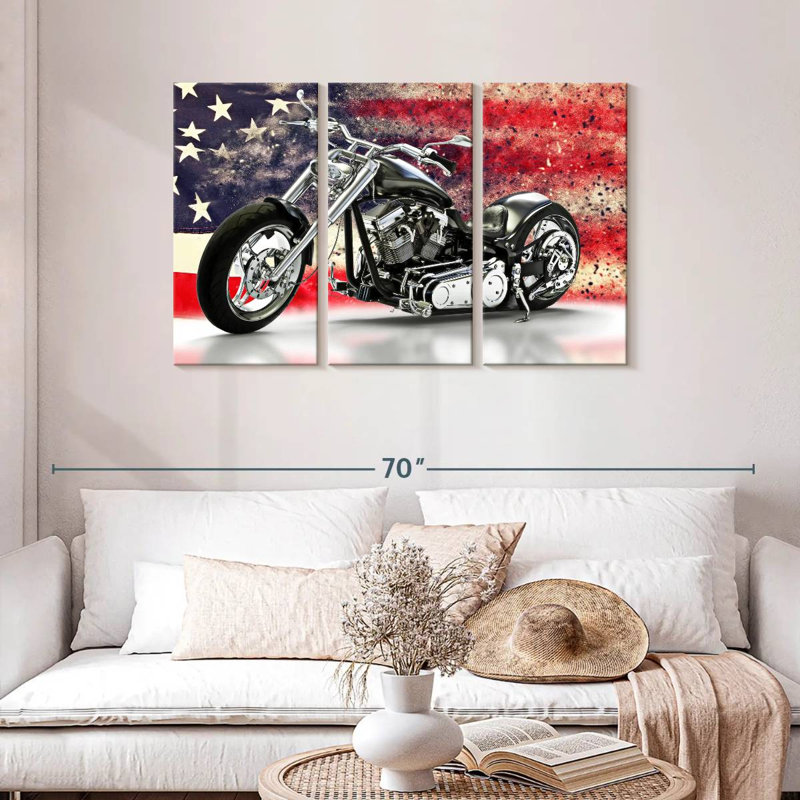 Drapeau américain Mehar et moto, H 28 po x l 45 po