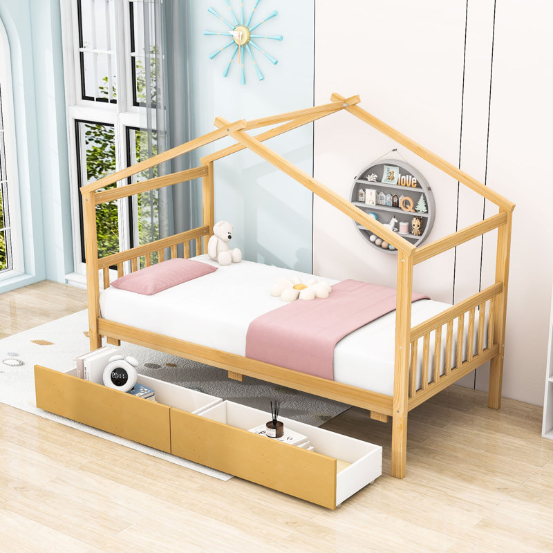 Shawsville Daybed with 2 Big Drawers, Natural, Twin